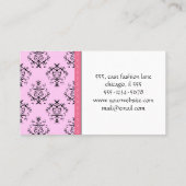 Damasketmuster, rosa Damaske, französische Damaske Visitenkarte (Rückseite)