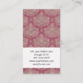 Damasketmuster, rosa Damaske, französische Damaske Visitenkarte (Rückseite)