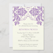 Damasklavender, grau, Elfenbeinehochts-Brautparty Einladung (Vorderseite)