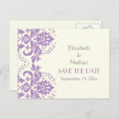Damasklavender, grau, Elfenbeinhochzeit Sichern Si Ankündigungspostkarte (Vorne/Hinten)