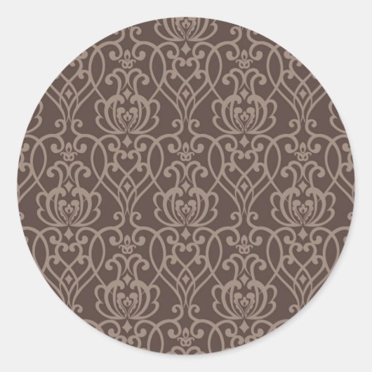 Damaskmuster 6 runder aufkleber (Vorderseite)