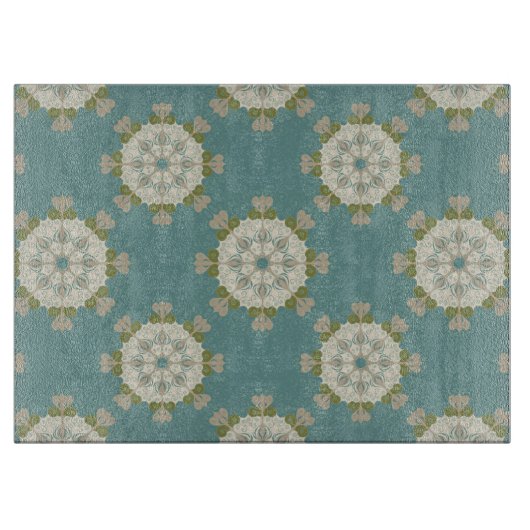 Damaskmuster mit abstrakten Elementen Schneidebrett (Vorderseite)