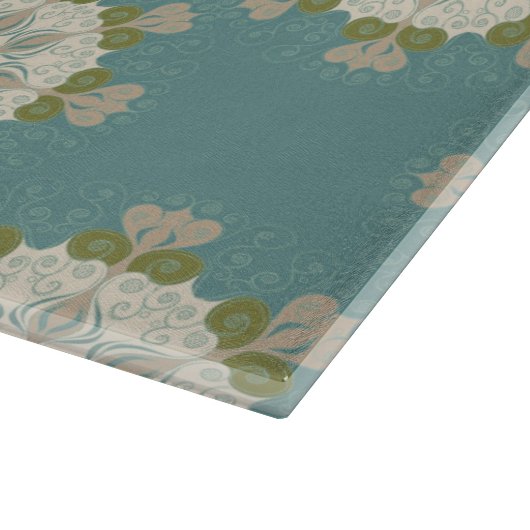 Damaskmuster mit abstrakten Elementen Schneidebrett (Ecke)