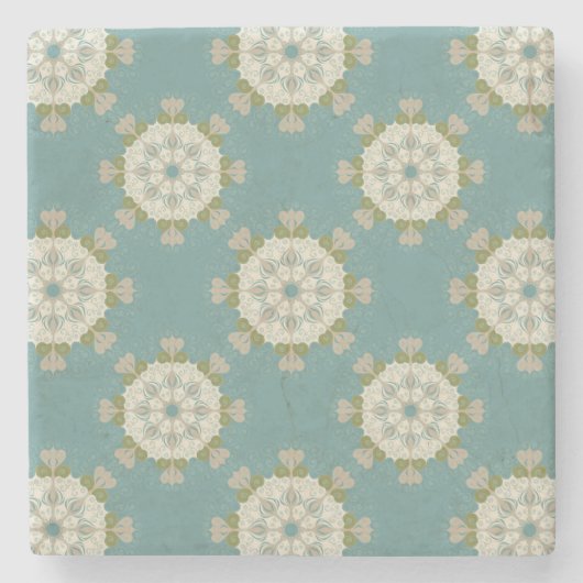 Damaskmuster mit abstrakten Elementen Steinuntersetzer (Vorderseite)