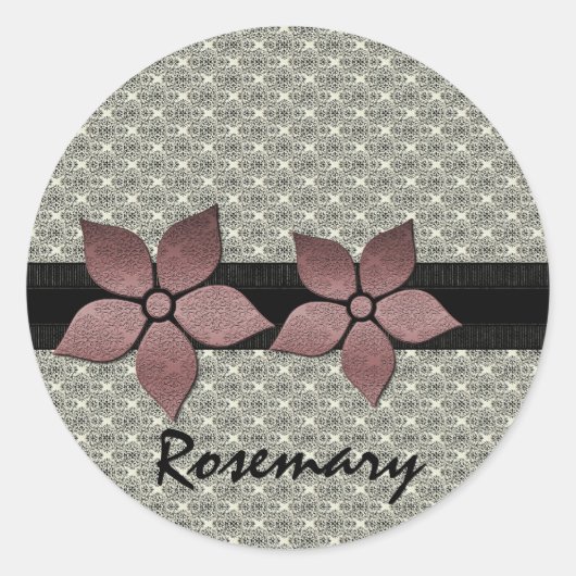 Damaskus-Blume Strickende Border-Sticker Runder Aufkleber (Vorderseite)
