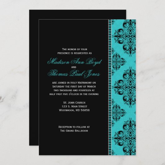 Damaskus Einladung in Blau (Vorne/Hinten)