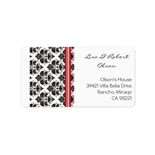 Damaskus: elegante rote Adressenbezeichnung Adressaufkleber (Vorne)