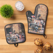 Damaskus Golden Gate, Altes Jerusalem Ofenhandschuh & Topflappen-Set (Oben Unten)