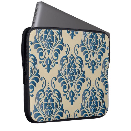 Damaskus nahtloses Muster von Blumenziern Laptopschutzhülle (Vorne Rechts)