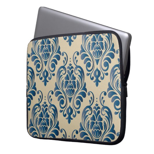 Damaskus nahtloses Muster von Blumenziern Laptopschutzhülle (Vorderseite Links)