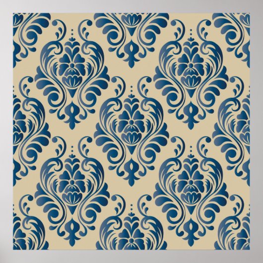 Damaskus nahtloses Muster von Blumenziern Poster (Vorne)