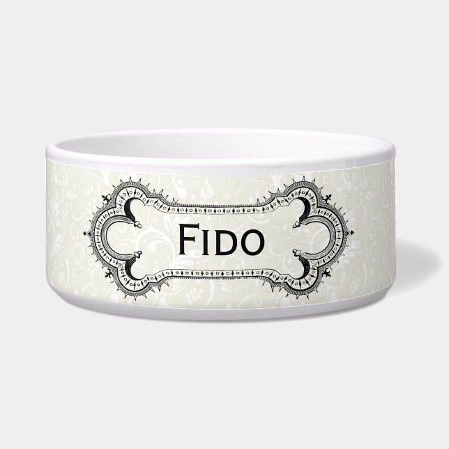 Damaskus Print & Customizable Vintag Bone Pet Bowl Napf (Vorderseite)