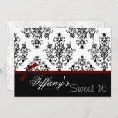 Damaskus Red 16 . Geburtstag Einladung (Vorne/Hinten)