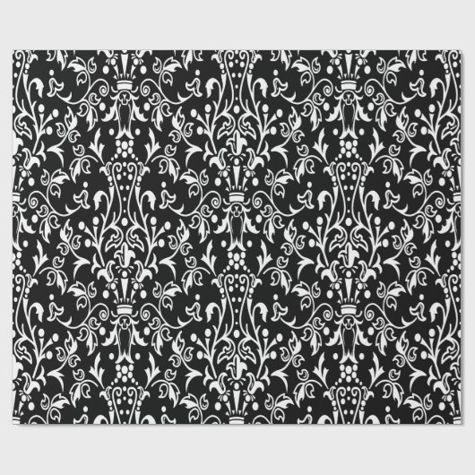 Damaskus Schwarz-Weiß Geschenkpapier (Flach)