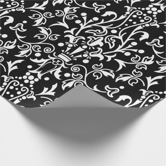 Damaskus Schwarz-Weiß Geschenkpapier (Ecke)