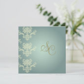 Damaskus + Silberblau/Hochzeitseinladungen Einladung (Stehend Vorderseite)