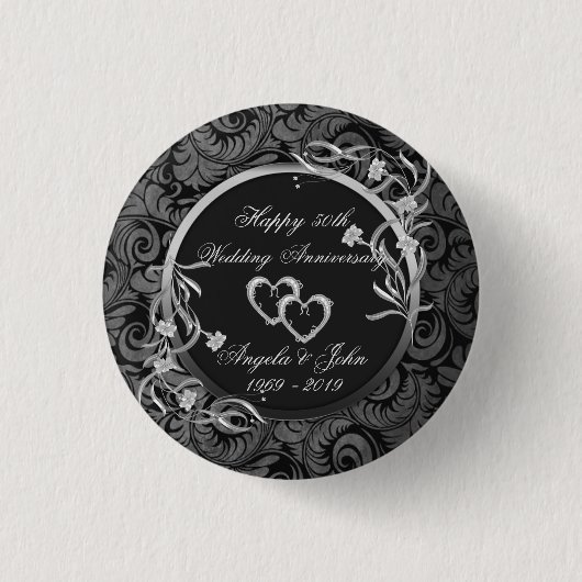 Damaskus, Silberherz, Blumenzwiebeln Button (Vorderseite)