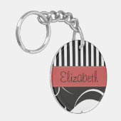 Damaskus, Streifen, Schwarz und Weiß, Ihr Name Schlüsselanhänger (Vorderseite links)