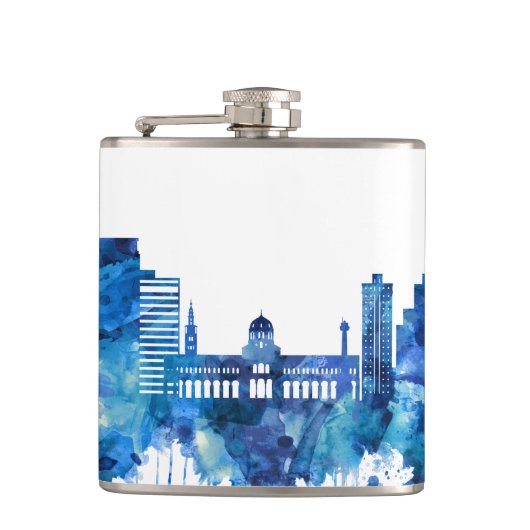 Damaskus Syrien Skyline Blue Flachmann (Vorderseite)