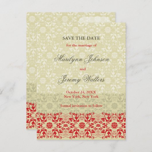 Damaskus Wirbel Gewürz Save the Date Postkarte (Vorne/Hinten)