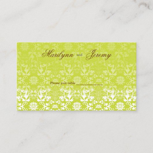 Damaskus-Wirbel platzieren Limone benutzerdefinier Platzkarte (Vorderseite)