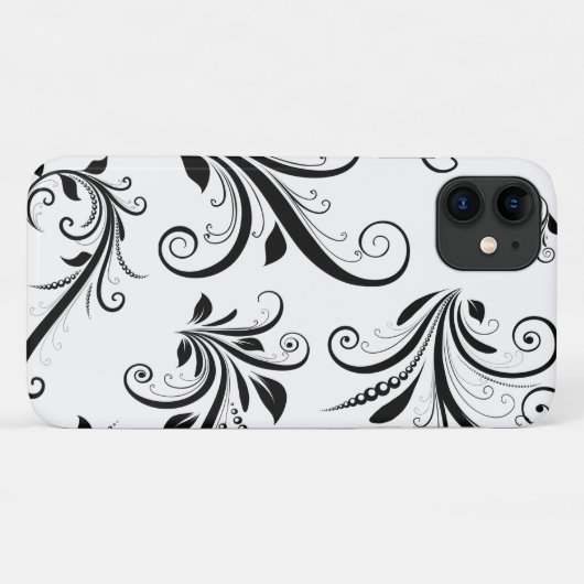 Damaskusmuster, französische Damaske, Schwarz und  Case-Mate iPhone Hülle (Rückseite (Horizontal))