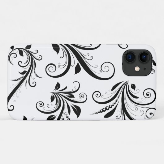 Damaskusmuster, französische Damaske, Schwarz und Case-Mate iPhone Hülle (Rückseite (Horizontal))