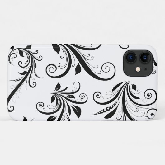 Damaskusmuster, französische Damaske, Schwarz und  Case-Mate iPhone Hülle (Rückseite (Horizontal))