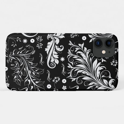 Damaskusmuster, französische Damaske, Schwarz und  Case-Mate iPhone Hülle (Rückseite (Horizontal))