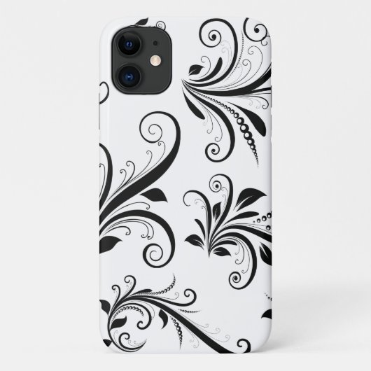 Damaskusmuster, französische Damaske, Schwarz und Case-Mate iPhone Hülle (Rückseite)