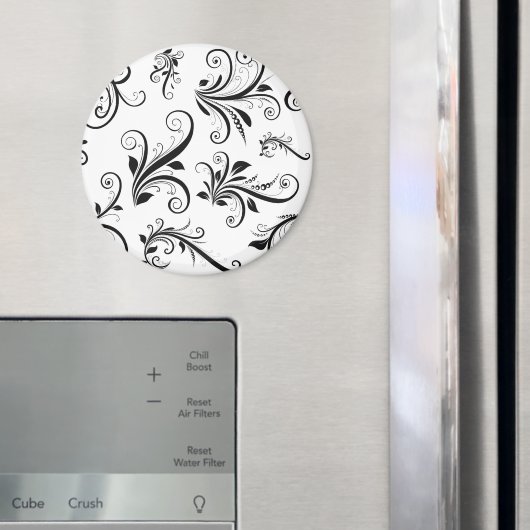 Damaskusmuster, französische Damaske, Schwarz und Magnet (In Situ (Kühlschrank))