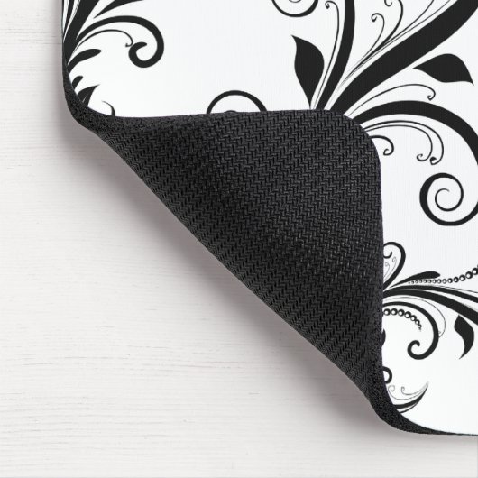 Damaskusmuster, französische Damaske, Schwarz und Mousepad (Ecke)