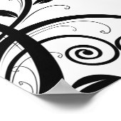 Damaskusmuster, französische Damaske, Schwarz und  Poster (Ecke)