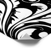 Damaskusmuster, französische Damaske, Schwarz und Poster (Ecke)