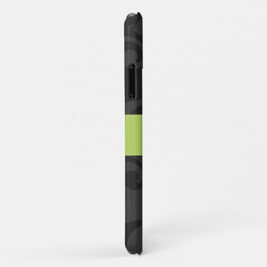 Damaskusmuster, Grau Damaske, Monogramm Case-Mate iPhone Hülle (Hinten/Rechts)