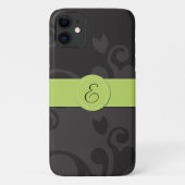 Damaskusmuster, Grau Damaske, Monogramm Case-Mate iPhone Hülle (Rückseite)