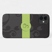 Damaskusmuster, Grau Damaske, Monogramm Case-Mate iPhone Hülle (Rückseite (Horizontal))