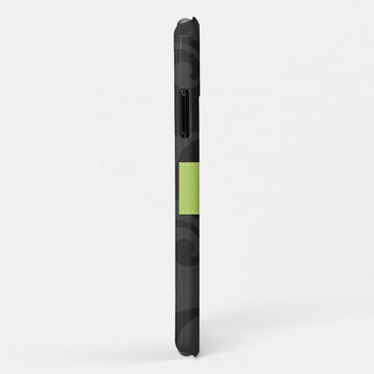 Damaskusmuster, Grau Damaske, Monogramm Case-Mate iPhone Hülle (Hinten/Rechts)