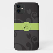Damaskusmuster, Grau Damaske, Monogramm Case-Mate iPhone Hülle (Rückseite)