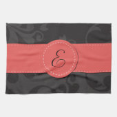 Damaskusmuster, Grau Damaske, Monogramm Handtuch (Horizontal)