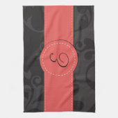 Damaskusmuster, Grau Damaske, Monogramm Handtuch (Vertikal)