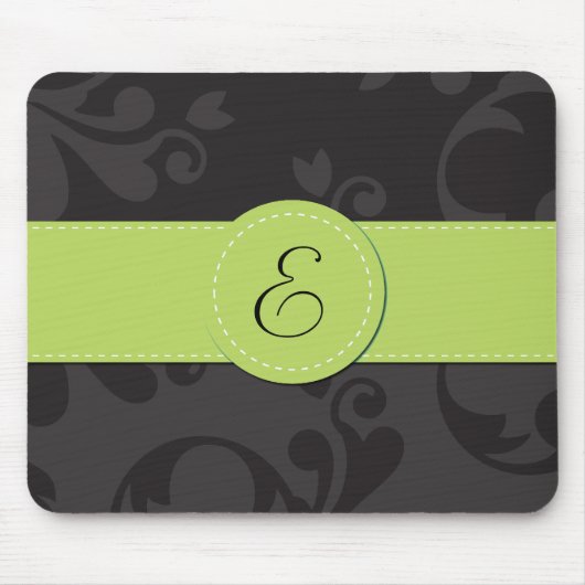 Damaskusmuster, Grau Damaske, Monogramm Mousepad (Vorne)