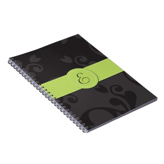 Damaskusmuster, Grau Damaske, Monogramm Notizblock (Rechte Seite)