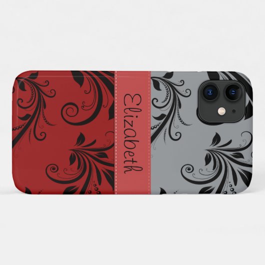 Damaskusmuster, grauer Damaske, roter Damaske, Ihr Case-Mate iPhone Hülle (Rückseite (Horizontal))