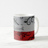 Damaskusmuster, grauer Damaske, roter Damaske, Ihr Kaffeetasse (VorderseiteRechts)