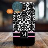 Damaskusmuster mit Schwarz-Rosa-Monogramm Case-Mate iPhone Hülle