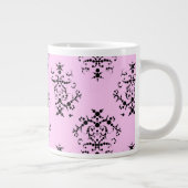 Damaskusmuster, rosa Damaske, Monogramm Jumbo-Tasse (Rechts)