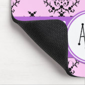 Damaskusmuster, rosa Damaske, Monogramm Mousepad (Ecke)
