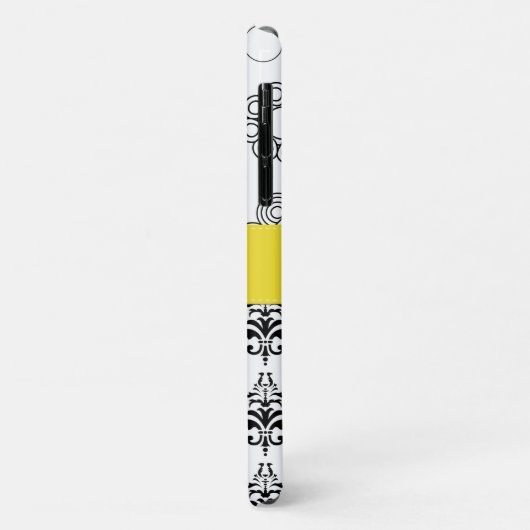 Damaskusmuster, Schwarz-Weiß-Damast, Monogramm Case-Mate iPhone Hülle (Hinten/Links)