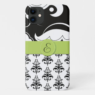 Damaskusmuster, Schwarz-Weiß-Damast, Monogramm Case-Mate iPhone Hülle